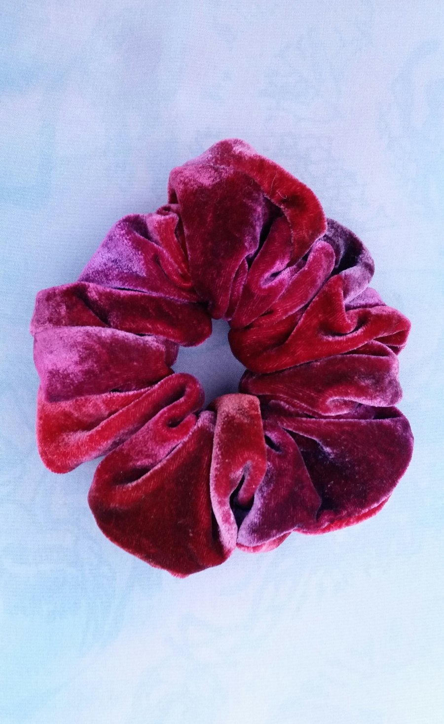 Silk velvet scrunchie, hand painted hair accessory.