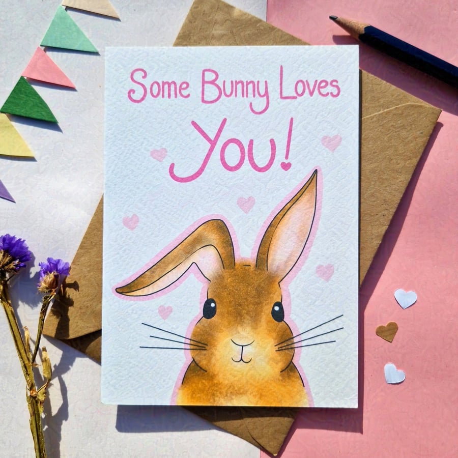 Bunny Valentines card, Wife husband Valentines day card, Charity donation card