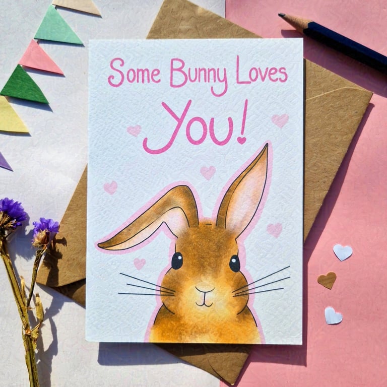 Bunny Valentines card, Wife husband Valentines day card, Charity donation card
