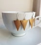 Raw Brass Triangles earrings - golden brass arrows with bronze - geometric - Image 3