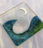 Handmade Fused Glass Wave Drinks Coaster - With Embedded Coloured Bubbles - Tile - Image 8