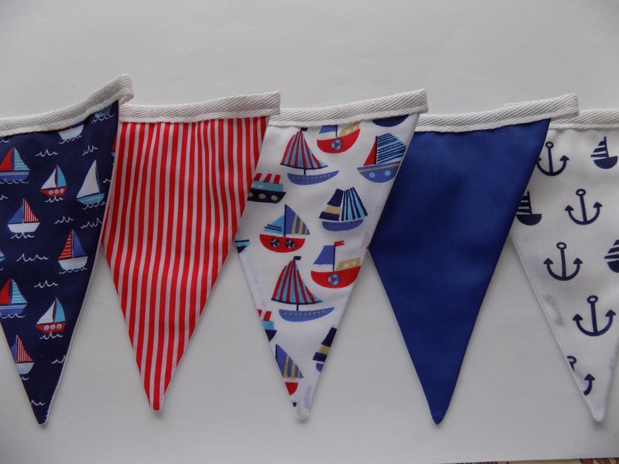 Nautical Seaside Bunting Children's Party Garden Bunting Boats Anchors 1-3 m