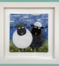 Handmade Fused Glass 'Twa Sheep' Picture - Image 1