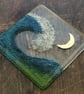 Handmade Fused Glass Wave Drinks Coaster - With Embedded Coloured Bubbles - Tile - Image 5