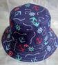 Bucket Hat - Nautical Theme, on navy colour background, with contrasting lining