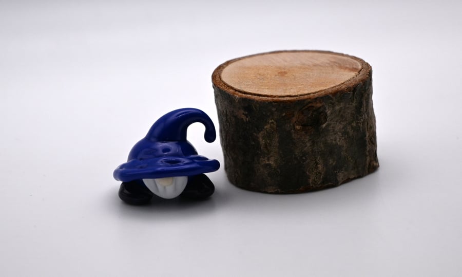 small glass blue gnome keepsake figure