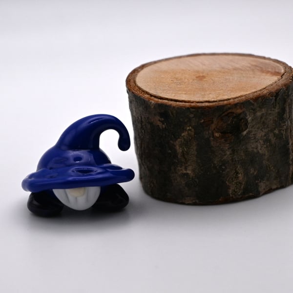 small glass blue gnome keepsake figure