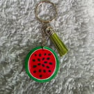 Hand Painted Watermelon Wooden Keyring