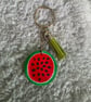 Hand Painted Watermelon Wooden Keyring