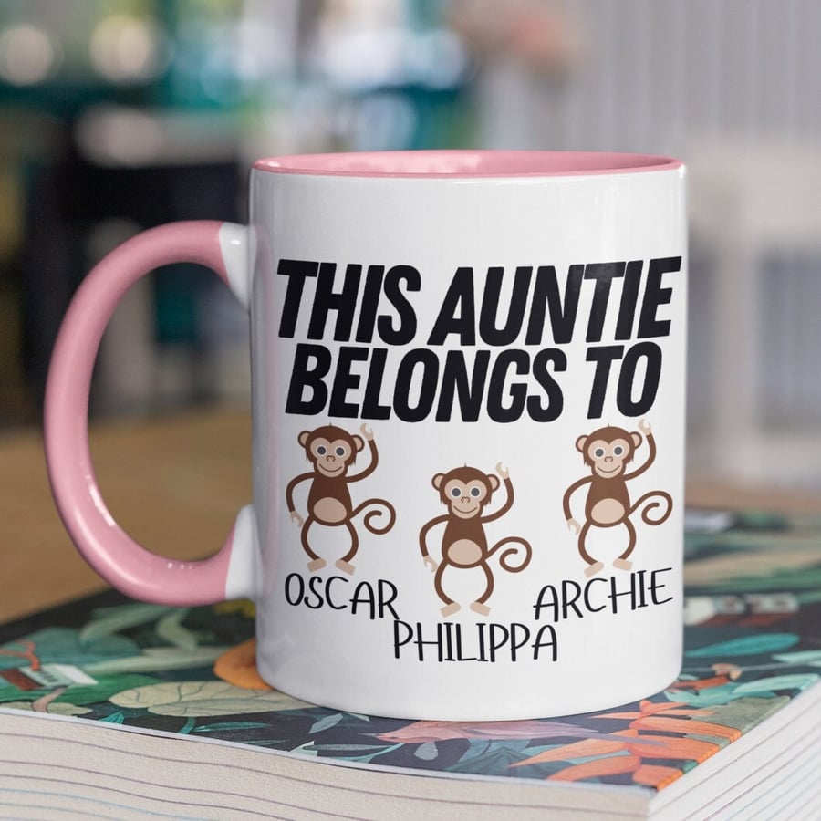 This Auntie Belongs To Mug Personalised Customised Auntie Gift Niece Nephew 