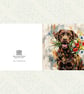 Dog with Flowers – Coloursplash Square Greeting Card - Image 3