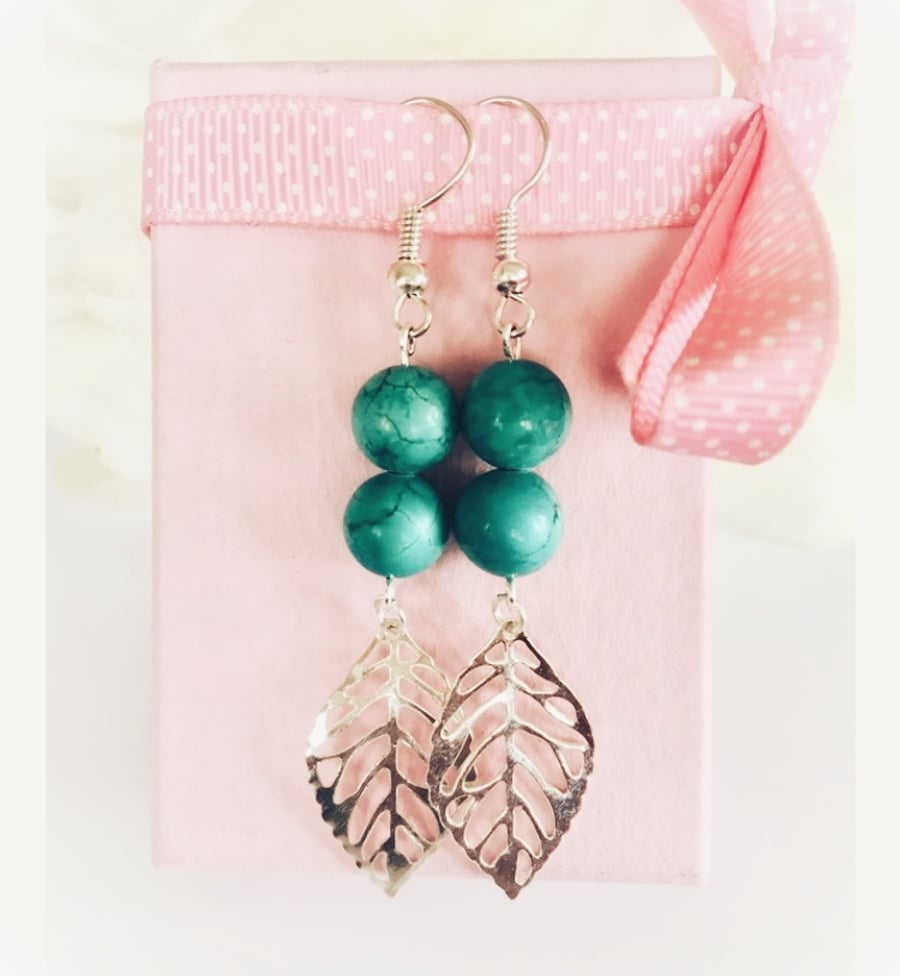 Turquoise semiprecious stone earrings 