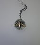 SIlver Ephesus Bee Coin inspired pendant and chain, with Gold Vermeil details. - Image 1