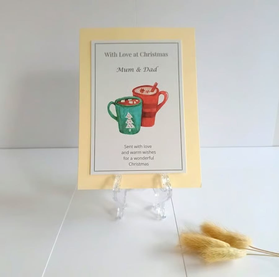 Personalised Christmas Keepsake, Christmas Mug Illustration, Mum & Dad Gift