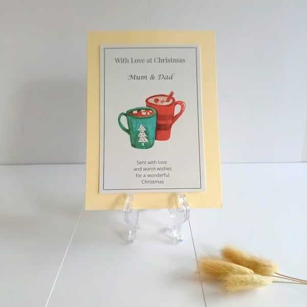 Personalised Christmas Keepsake, Christmas Mug Illustration, Mum & Dad Gift