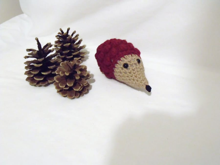 cute crocheted hedgehog pin cushion, small amigurumi hedgehog teddy