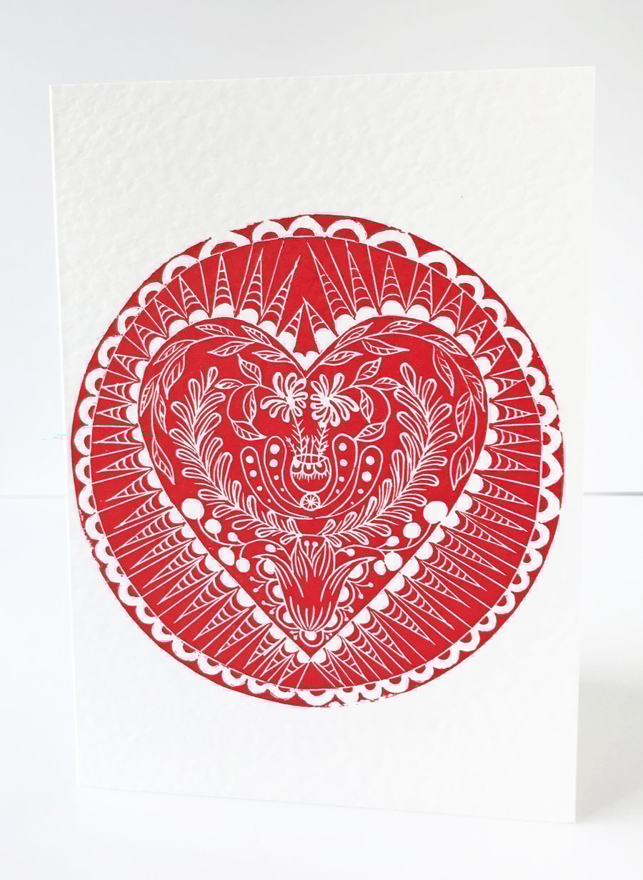 Folk Art Linocut card