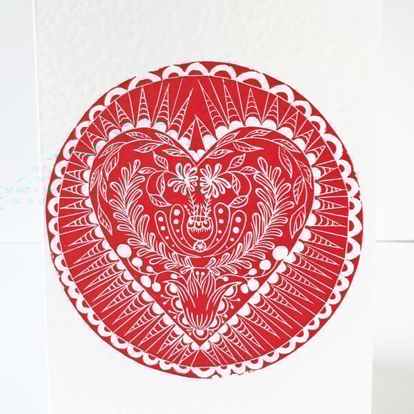 Folk Art Linocut card