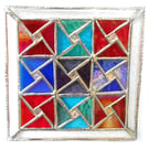 Jewel Patchwork Squares Stained Glass Suncatcher Dichroic Decoration