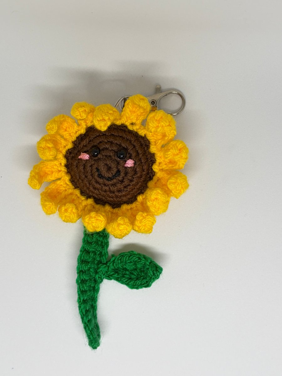 Handmade Crochet Sunflower Keychain