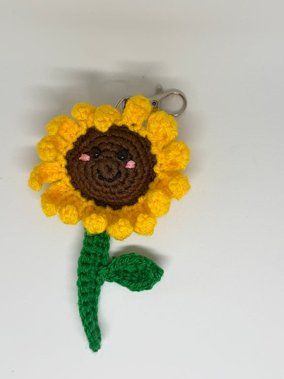 Handmade Crochet Sunflower Keychain