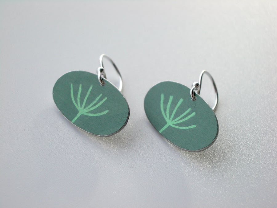 Dandelion seedhead earrings in sage green