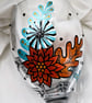 Skellymingo wine glass- hand-painted skeleton flamingo with Autumn floral design - Image 4