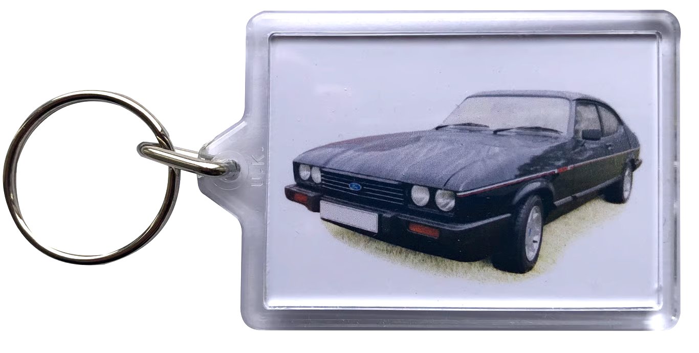 Ford Capri 2.8i 1984 (Black) - Keyring either 50x35mm or 70x45mm Insert