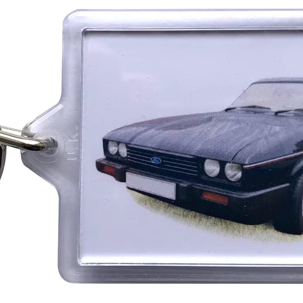 Ford Capri 2.8i 1984 (Black) - Keyring either 50x35mm or 70x45mm Insert