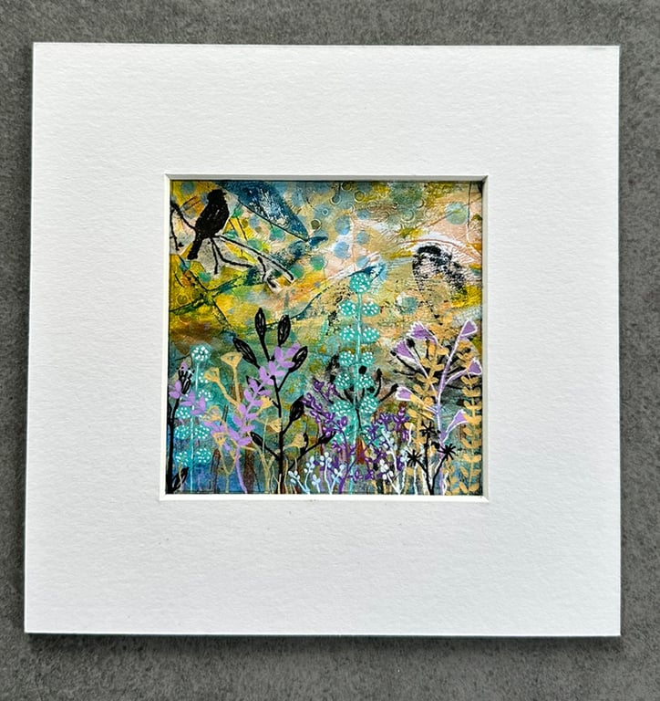 Morning Song - Original Mixed Media Bird & Botanical Artwork