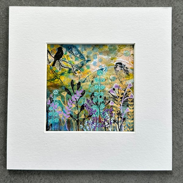 Morning Song - Original Mixed Media Bird & Botanical Artwork