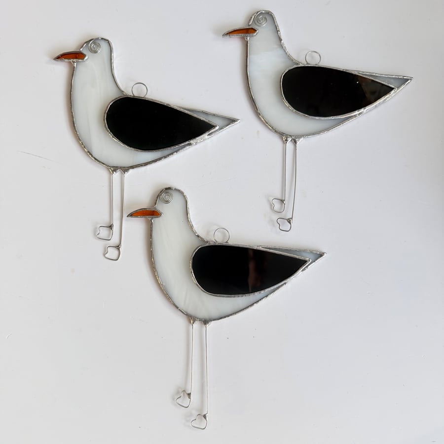 Stained Glass Seagull Suncatcher - Handmade Hanging Decoration