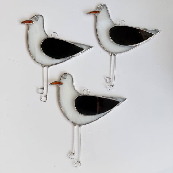Stained Glass Seagull Suncatcher - Handmade Hanging Decoration