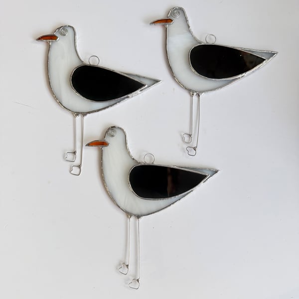 Stained Glass Seagull Suncatcher - Handmade Hanging Decoration