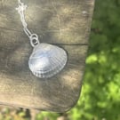 Handmade Solid Fine Silver 999 Sea Shell Pendant Necklace & Chain