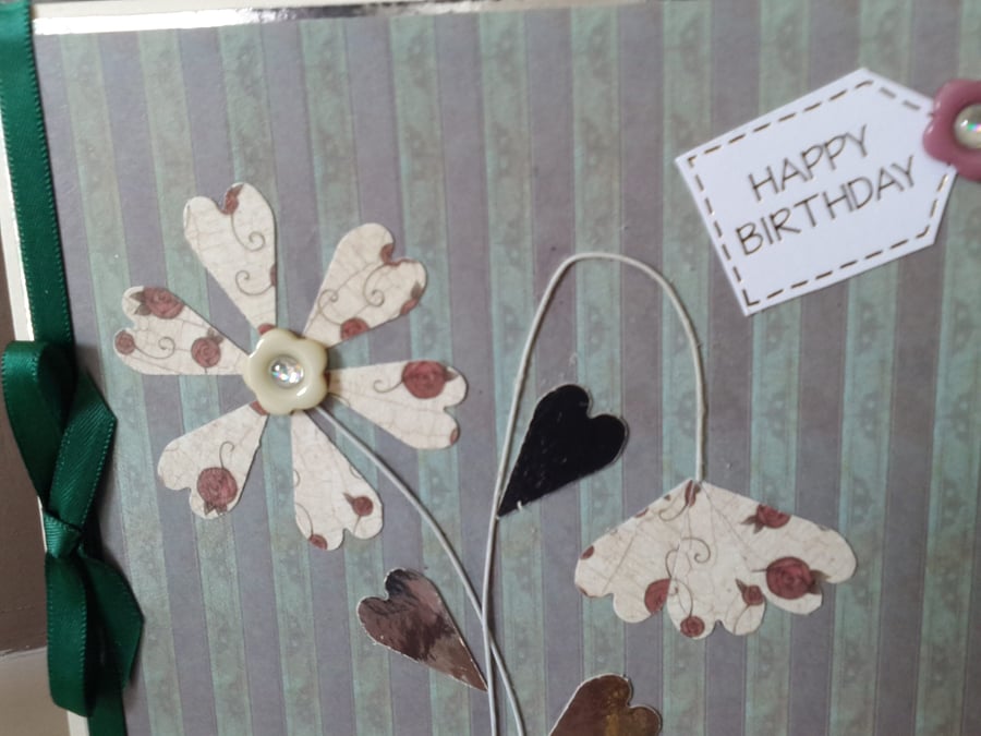 Heart flower birthday card