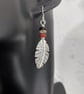 Silver,  Jasper and agate feather earrings - Image 6