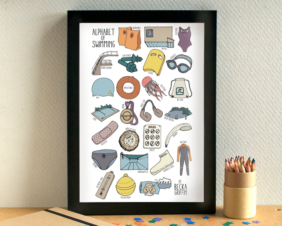 Swimming Alphabet Art Print