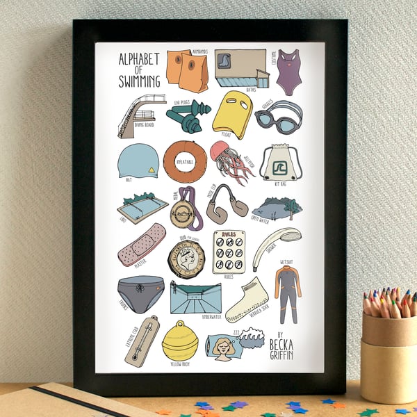 Swimming Alphabet Art Print