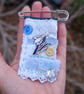 Upcycled Snowdrop Textile art hand stitched charm brooch.  Kilt pin. - Image 2