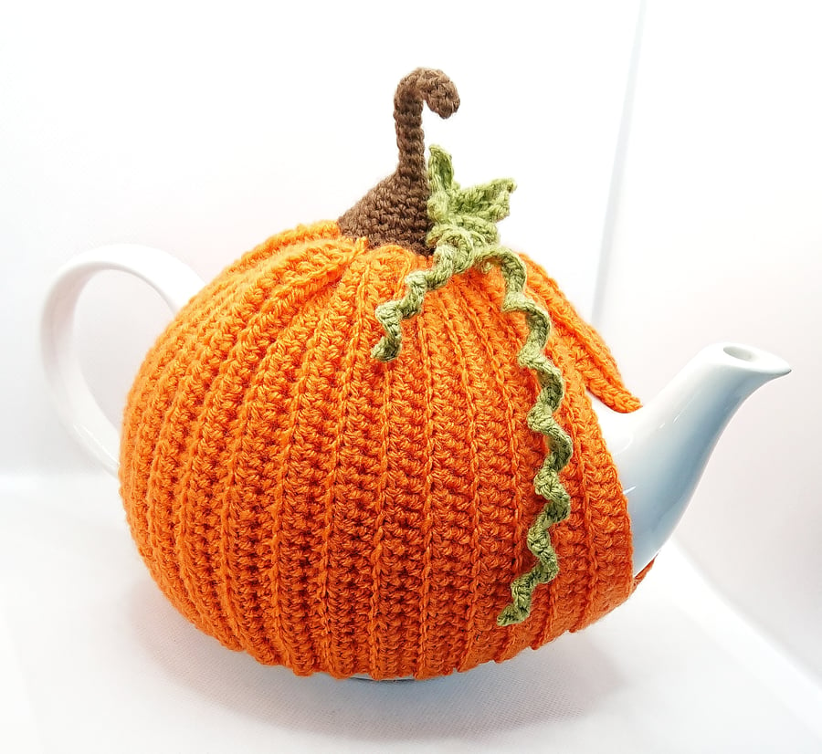 Crochet Pumpkin Tea Cosy - Large, Halloween Tea Cosy