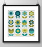 061A - Cross Stitch Cute Patchwork Spring Retro Flowers Greens and Blues Pattern - Image 5