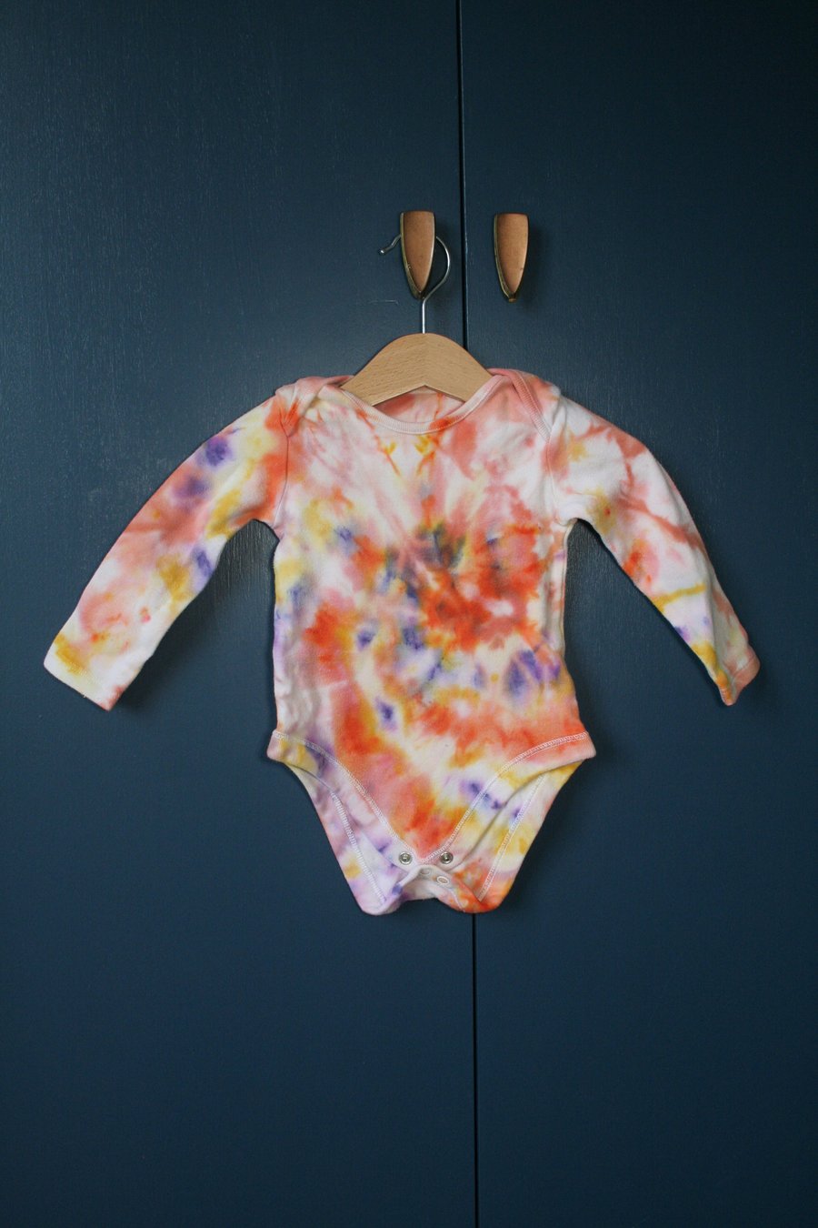 6-9 Month Ice-Dyed Swirl Vest in Orange, Purple & Yellow