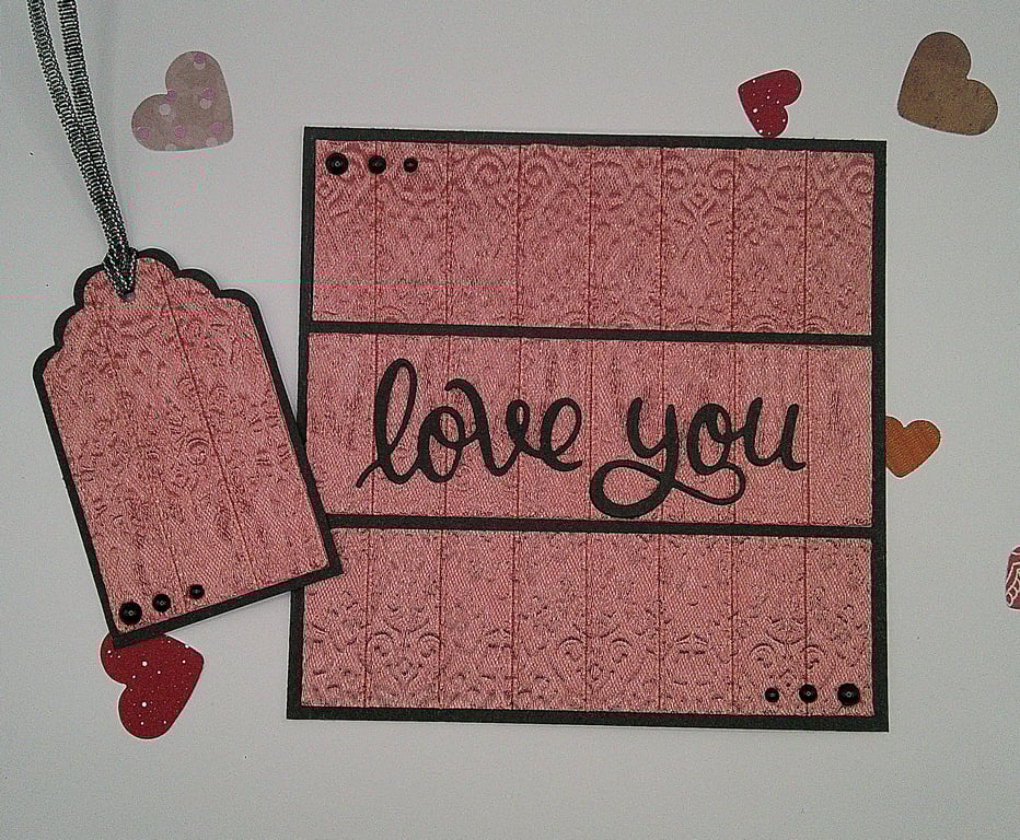 Love You - Anniversary, Valentine’s or Wedding Ribbon Embossed Card