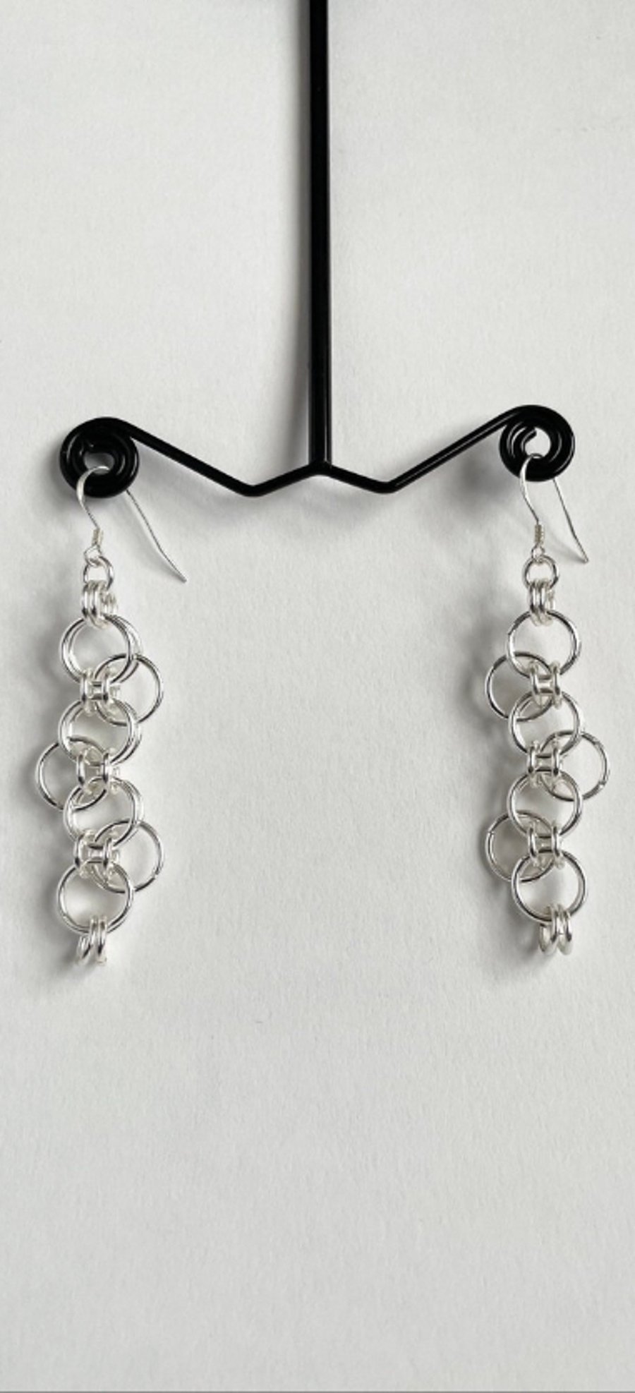 Sterling Silver Zig Zag  Chainmaille Earrings in Two Lengths 