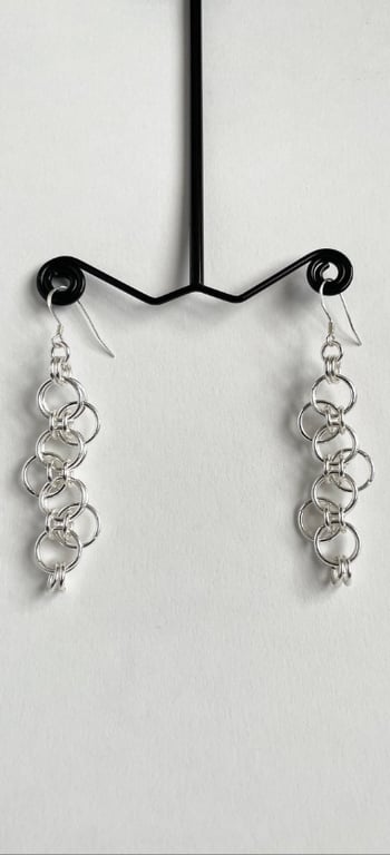 Sterling Silver Zig Zag  Chainmaille Earrings in Two Lengths 