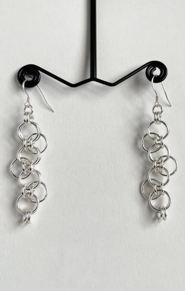 Sterling Silver Zig Zag  Chainmaille Earrings in Two Lengths 