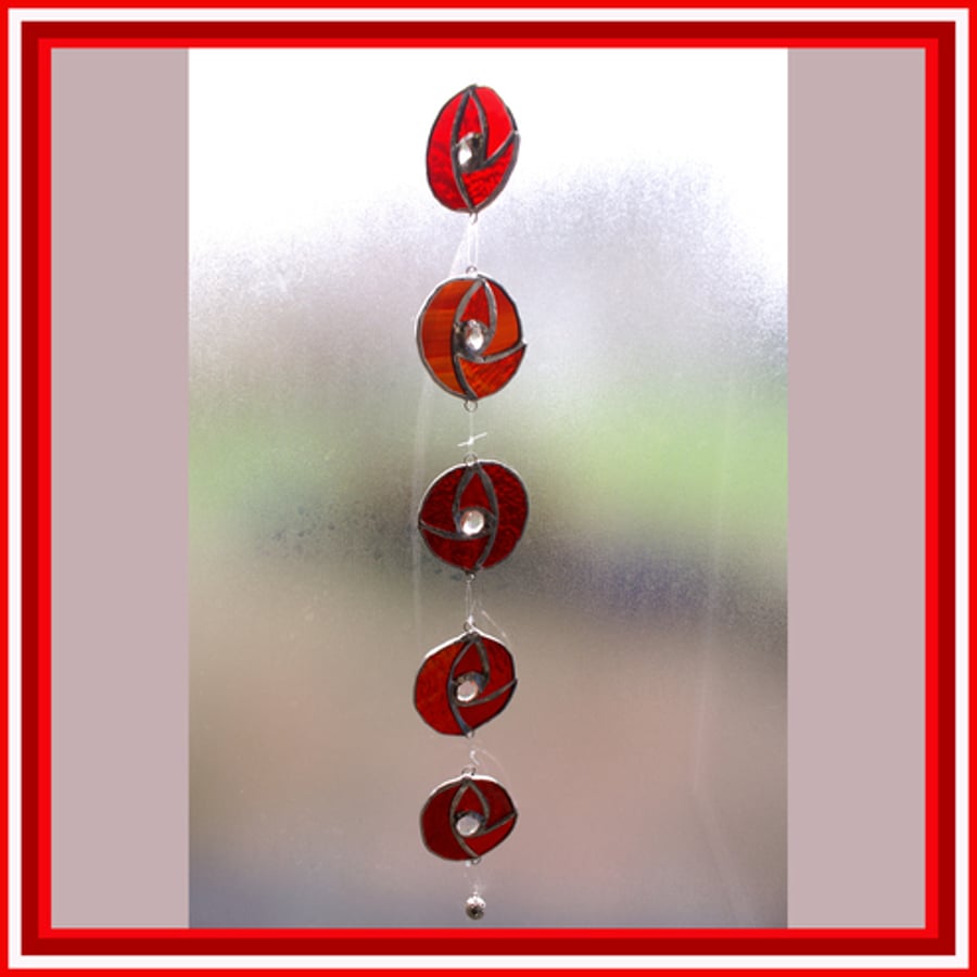 Rose String Mobile Suncatcher Stained Glass 