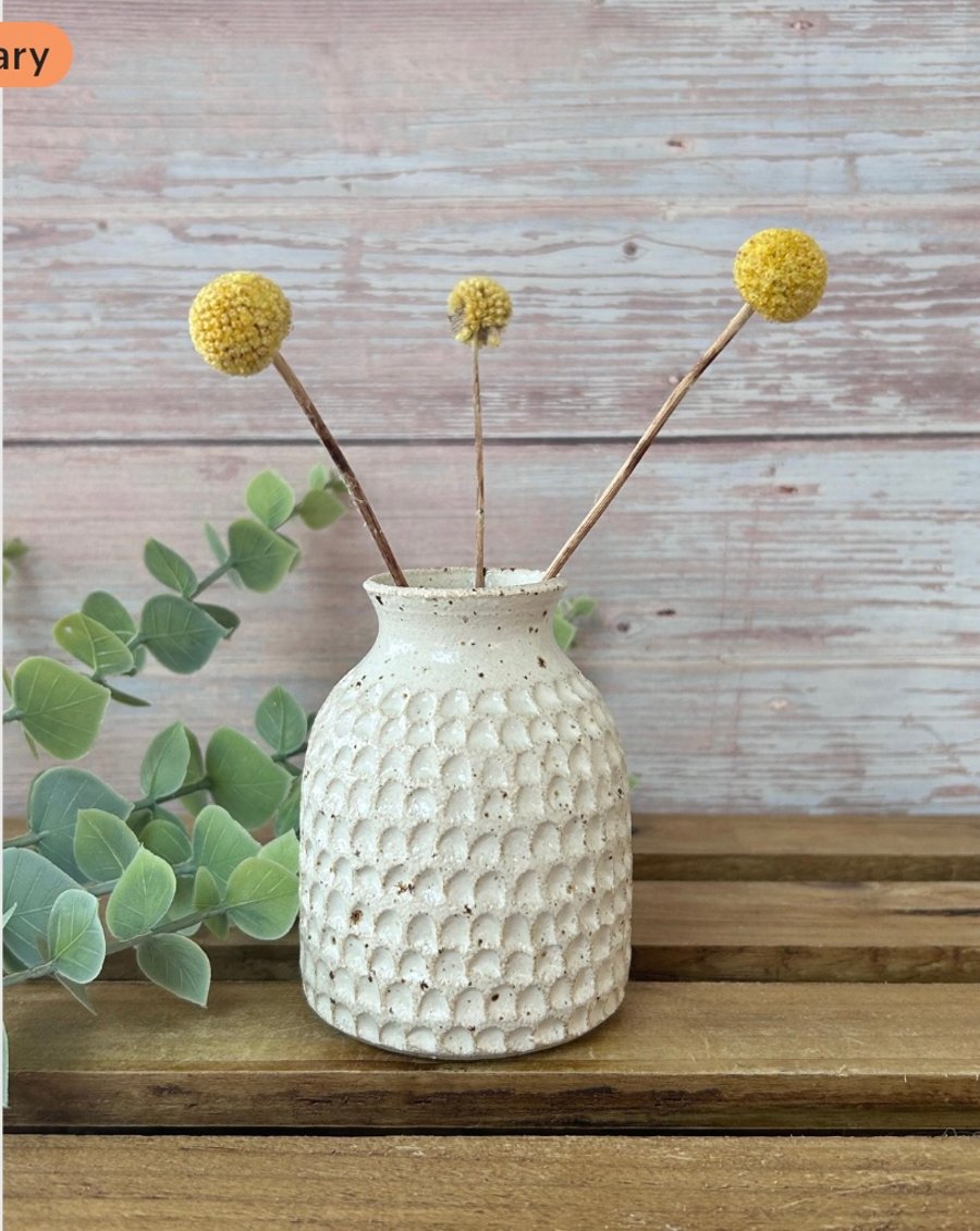 Small White Hand Thrown Vase 