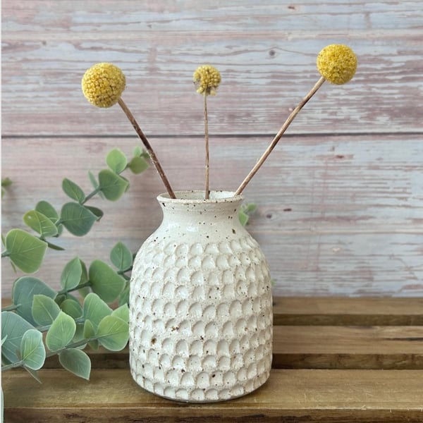 Small White Hand Thrown Vase 